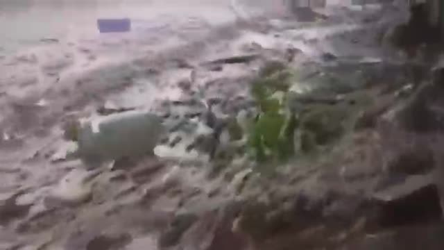 Rains cause extreme flooding in Batu, Java Indonesia