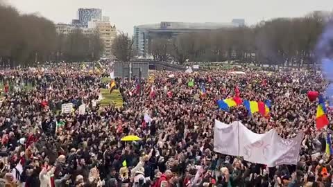 Protestas anti políticas sanitarias en Bruselas, Bélgica