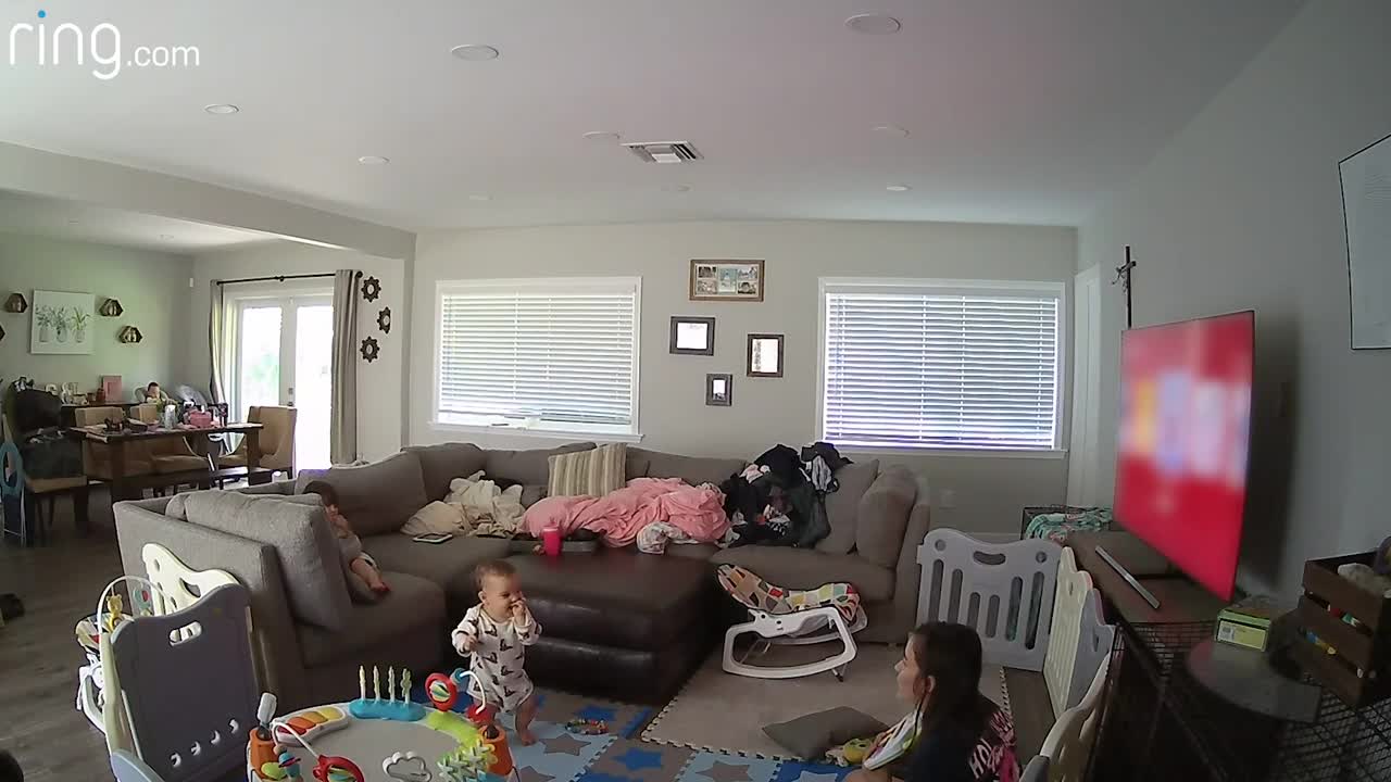 Baby's First Steps Are Captured Via Indoor Cam