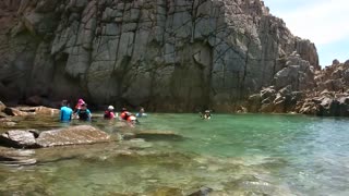 Swimming at hoi chau wan in the Basalt Island in Hong Kong