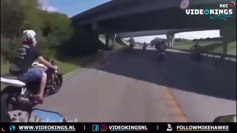 Biker crashes into guardrail