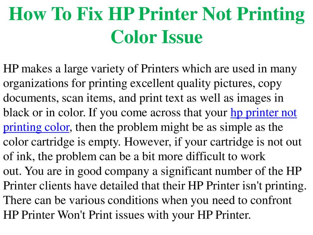 How To Fix HP Printer Not Printing Color Issue