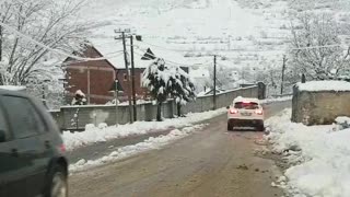 Snow in Kukes, Albania, 4 aprill 2021