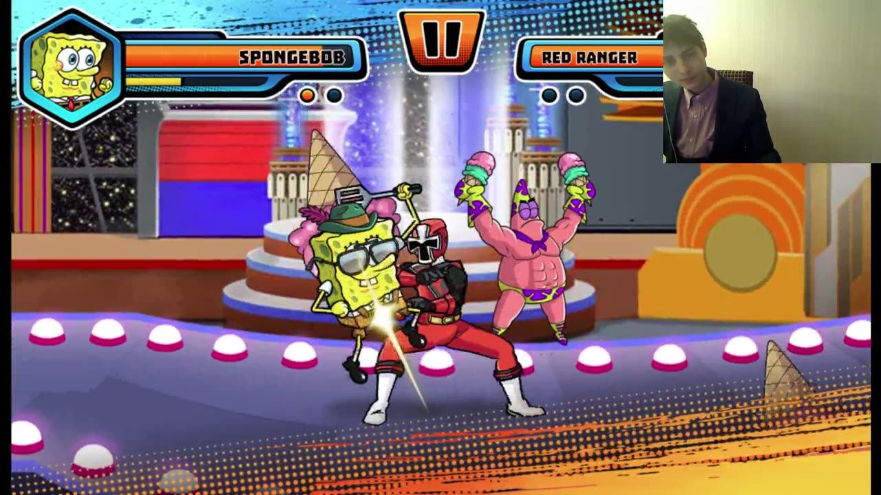 SpongeBob SquarePants VS Ninja Steel Red Ranger In A Nickelodeon Super Brawl World Battle