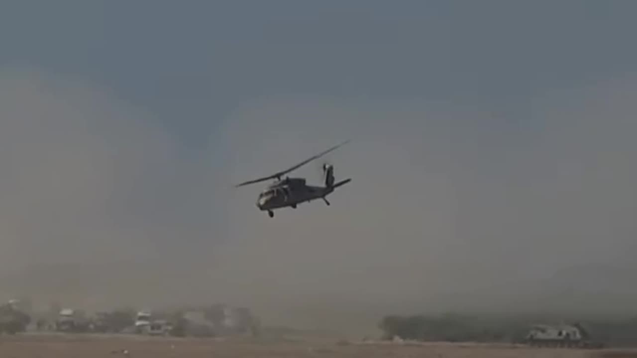 Military occupation helicopters transporting dead and wounded members