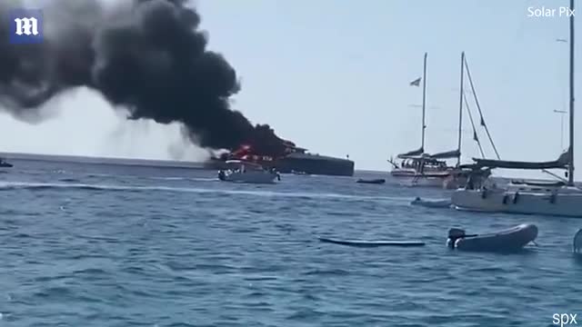 The Italian billionaire's newly bought yacht is destroyed by fire