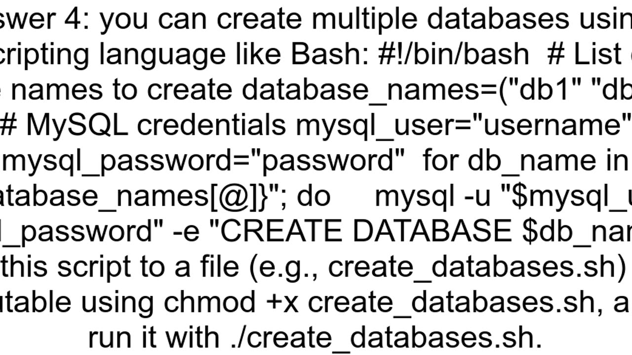 Create multiple Databases in one query line