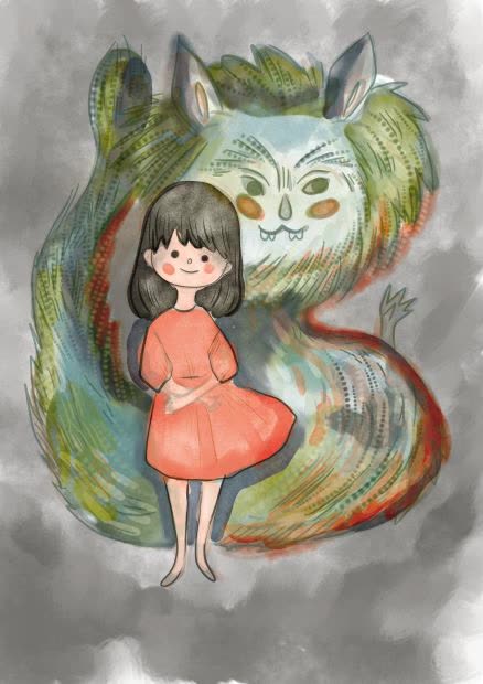 Illustration with a girl and a dragon ;-)