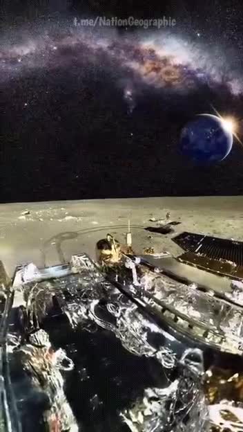 A look at the Earth and the Milky Way from the Moon.