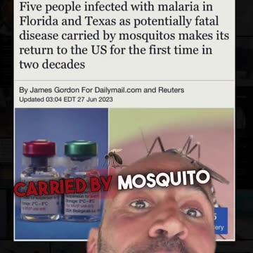 USA is reporting 5 people infected with malaria as potentially fatal disease by mosquitos! 🇺🇸
