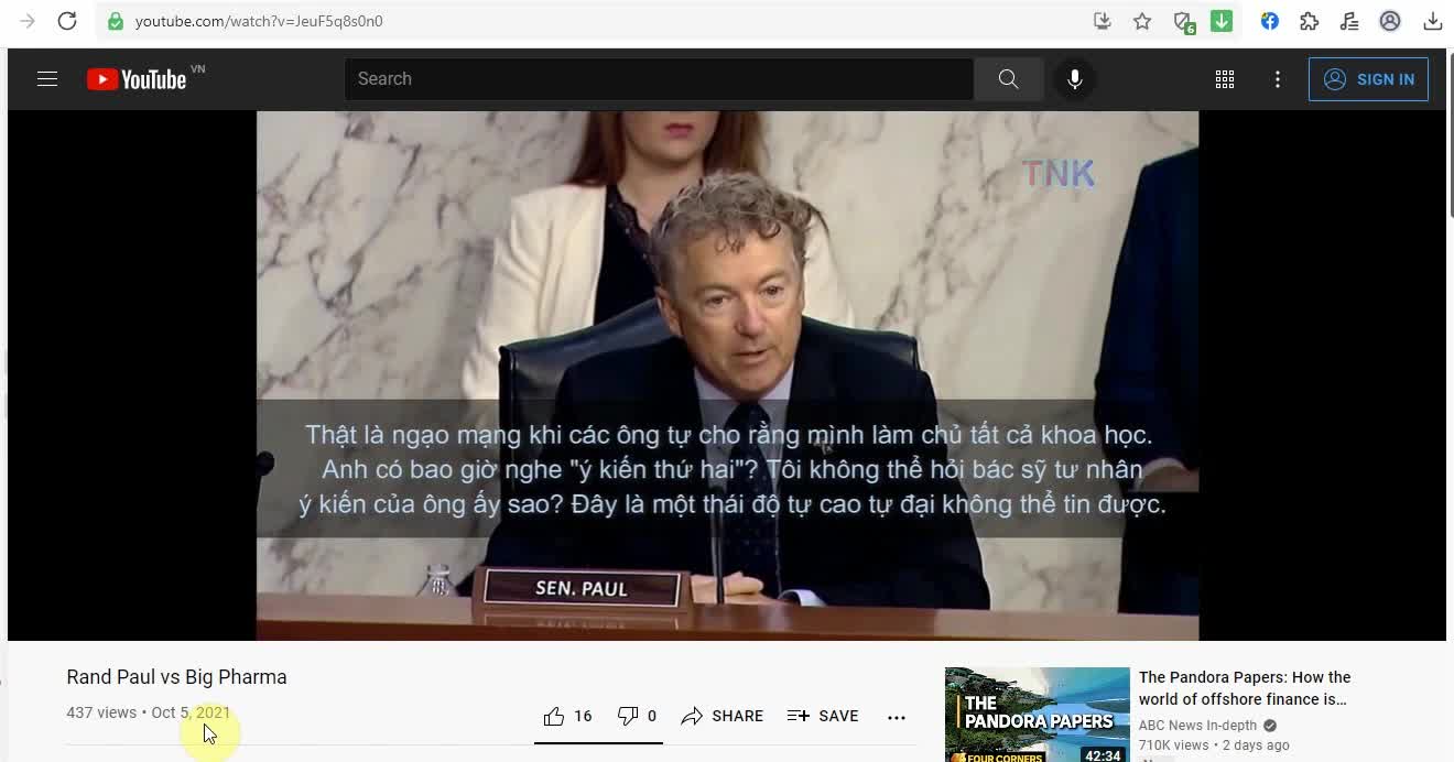 VN_Senator Rand Paul vs Big Pharma - Important ! 30/9/2021