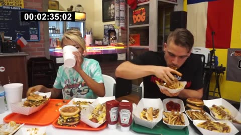 INSANE "AMERICAN FOOD" CHALLENGE DOUBLED?! With Randy Santel Record! Cleburne Texas | Man Vs Food