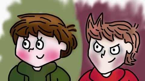 Edd and Tord from Eddsworld in the Tony Ross style