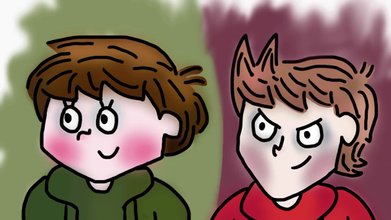 Edd and Tord from Eddsworld in the Tony Ross style