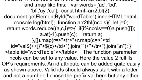 How to make a table of 2 columns from a list