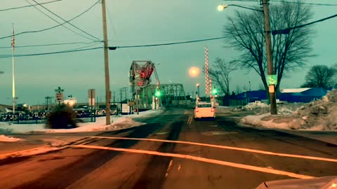 Crossing the Harbor Drawbridge at Christmas Time Ashtabula Ohio