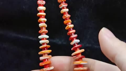 Natural turquoise and orange spiny oyster simple necklace full strand 16inch 20240402-04-08