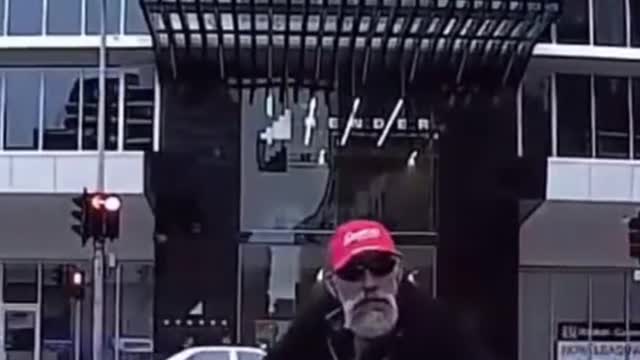 Angry Pedestrian getting Karma..Funny!!