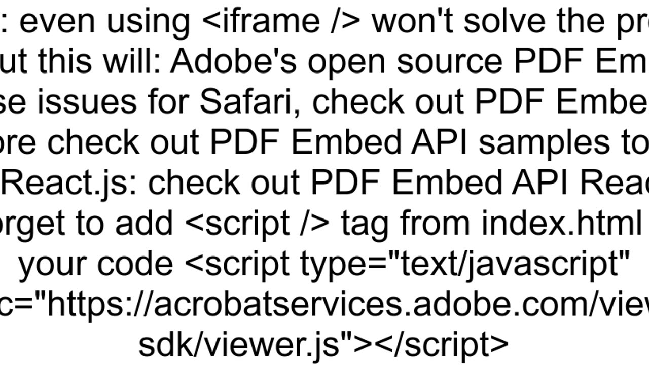 HTML pdf not showing in safari