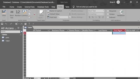 Making Tables in Access 2019