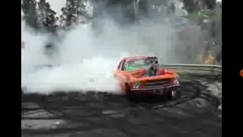 Insane burnout with a lot of fire.