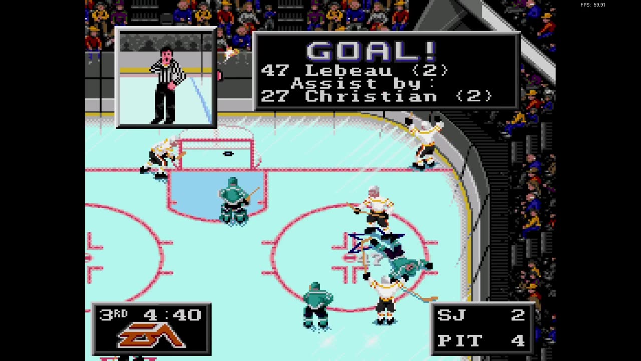 NHL '94 Franchise Mode 1991 Regular Season G40 - Len the Lengend (SJ) at Chris O (PIT)