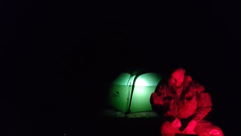 Tent is illuminated. Ready for a night vlog