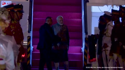 Indian PM Narendra Modi's arrival at Soekarno-Hatta International Airport