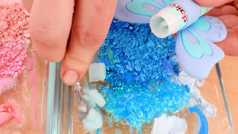 Pink vs Blue - Mixing Makeup Eyeshadow Into Slime! Special Series 101 Satisfying