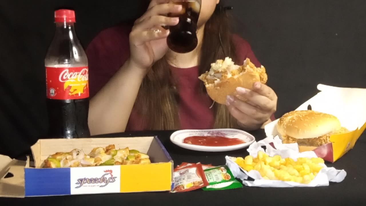 ASMR Eating Spicy Chicken Monster Zinger Burger, Spicy Jalapeno Chicken Zinger Burger,Chill