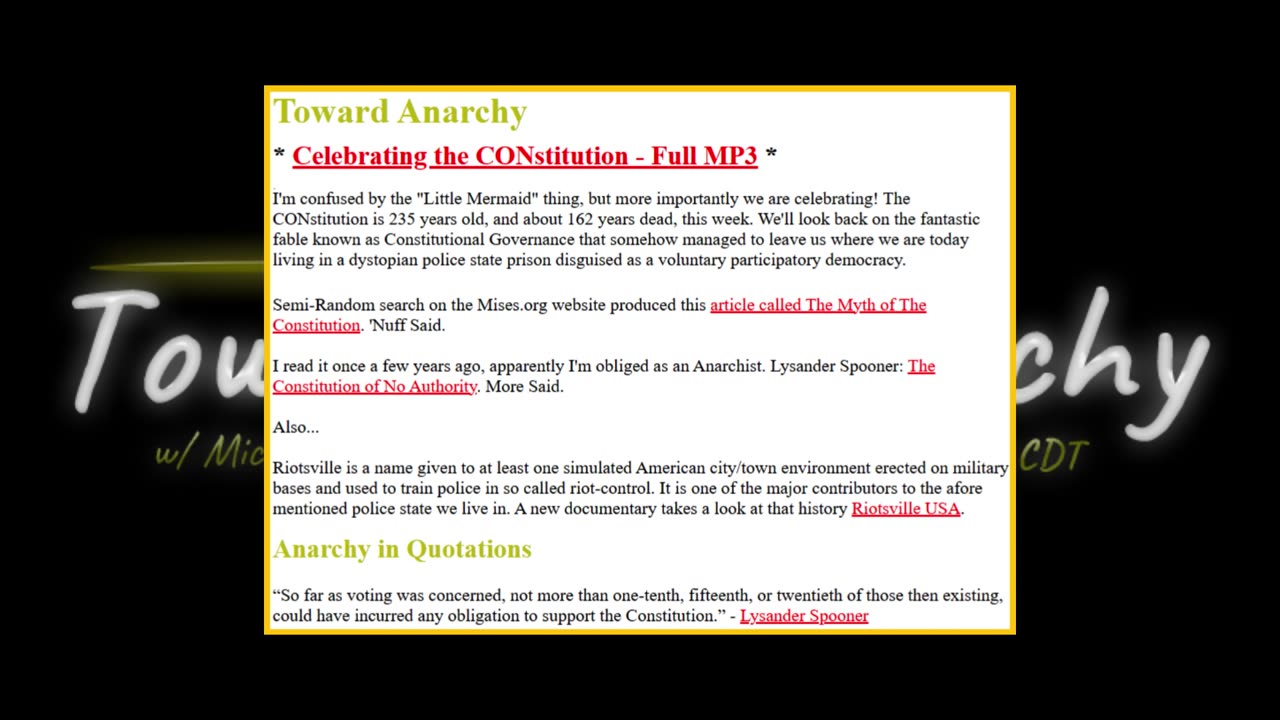 We Celebrate the CONstitution and I Read Lysander Spooner's The Constitution of No Authority
