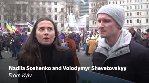 Protesters gather in London against the Russian invasion of Ukraine
