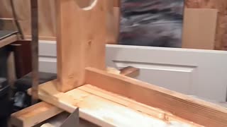 Pine loveseat bench gets assembled