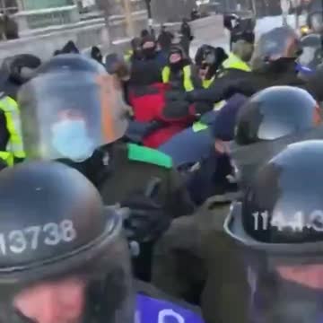 Mounted police trample woman at Canadian protest