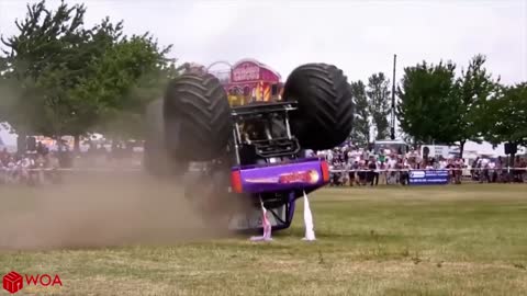 Biggest monster truck crushing car