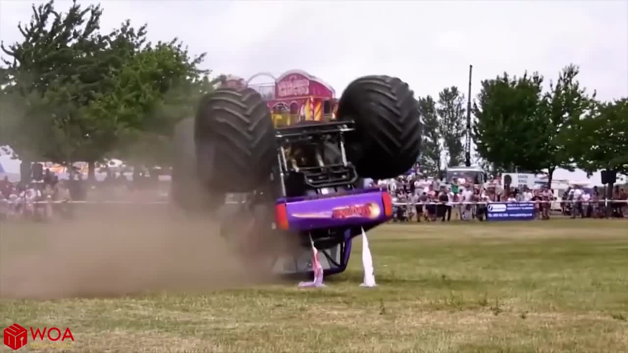 Biggest monster truck crushing car