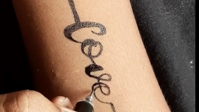 Love Tattoo Design With Pen On Hand || Stylish Tattoo Design ❤️💛🧡💚🤘🤘