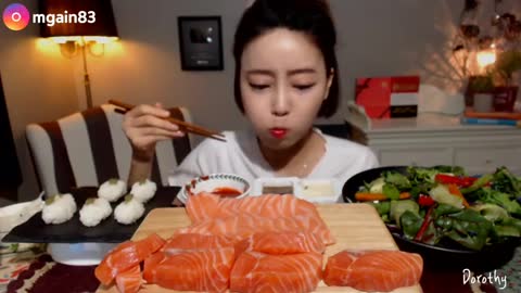 Salmon Sashimi Mukbang by Dorothy