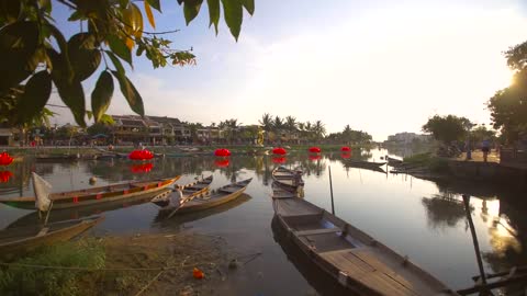 Tracking Shot of Vietnamese River Scene