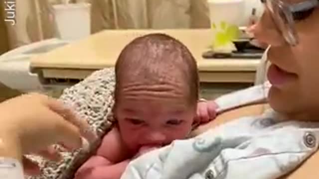 Baby Is Just Born With Strong Neck