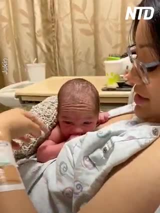 Baby Is Just Born With Strong Neck