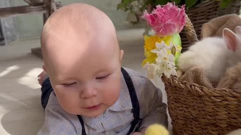 Cute Baby with cute ducks