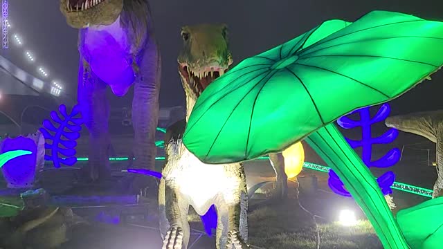 dinosaurs at Magical Winter Lights in Baytown, Texas