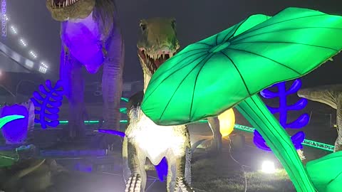 dinosaurs at Magical Winter Lights in Baytown, Texas
