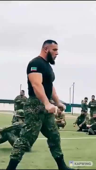 Chechen soldiers during the training