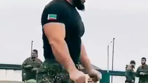 Chechen soldiers during the training