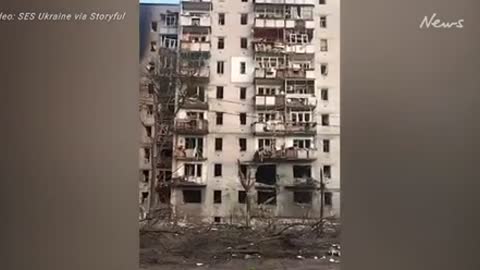 Ukrainian rescue units respond to over a dozen fires caused by shelling in chernihiv,Ukraine