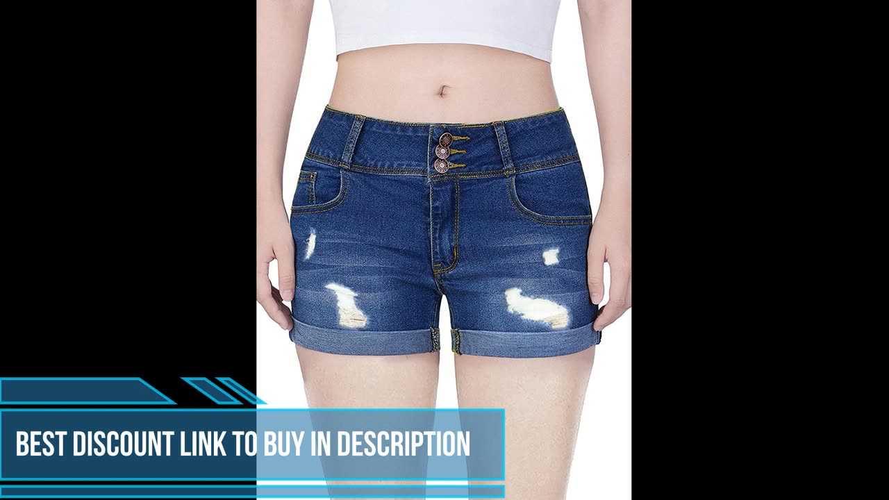 Women Casual Summer Mid Waist Stretchy Denim Jean Shorts Junior Short Jeans