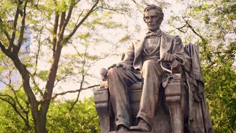 Close Up Of Seated Lincoln Statue In Grant Park Chicago