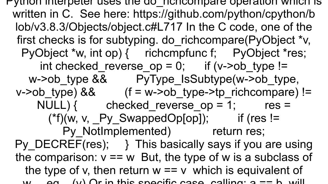 Understanding the details of equality in Python